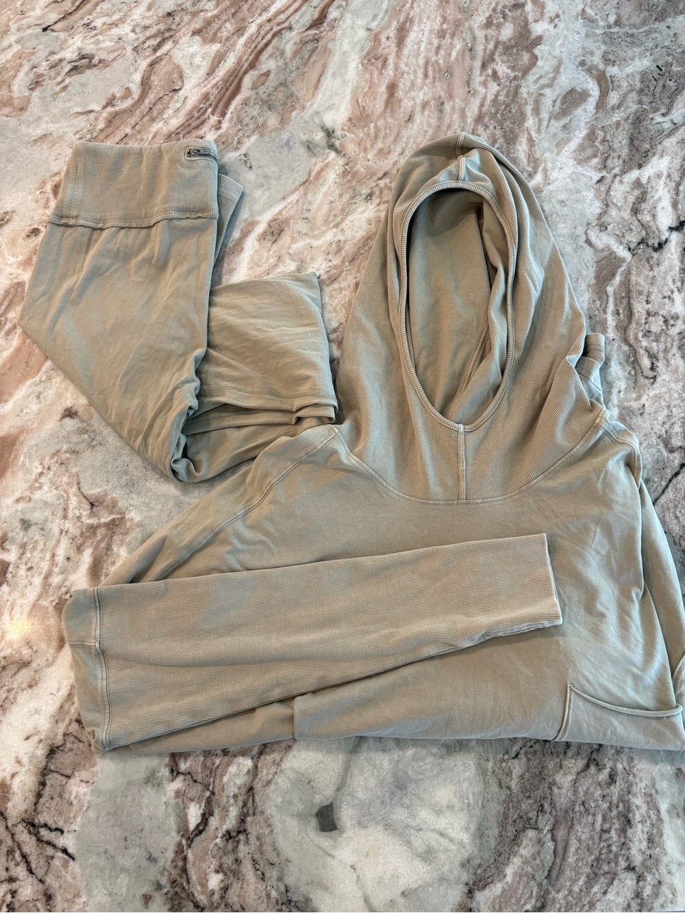 Free People Lightweight Active Set OverSize Hoodie Leggings Long Ribbed Large